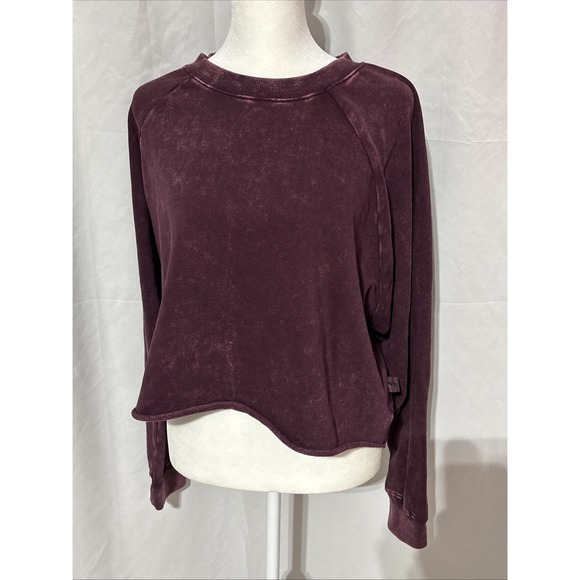 JOY LAB Long Sleeve Crop Top Cranberry Sweatshirt Size XL Fall Winter - Picture 1 of 7